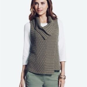 [Chicos] Soft Plush Chunky Knit Muted Olive Ramsey Convertible Sweater Vest